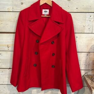 Red Old Navy Wool Peacoat size: M Tall